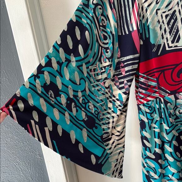 Laundry multi color kimono sleeved Dress Size 12 EUC - Picture 3 of 5